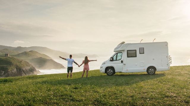 Motorhome couple coast